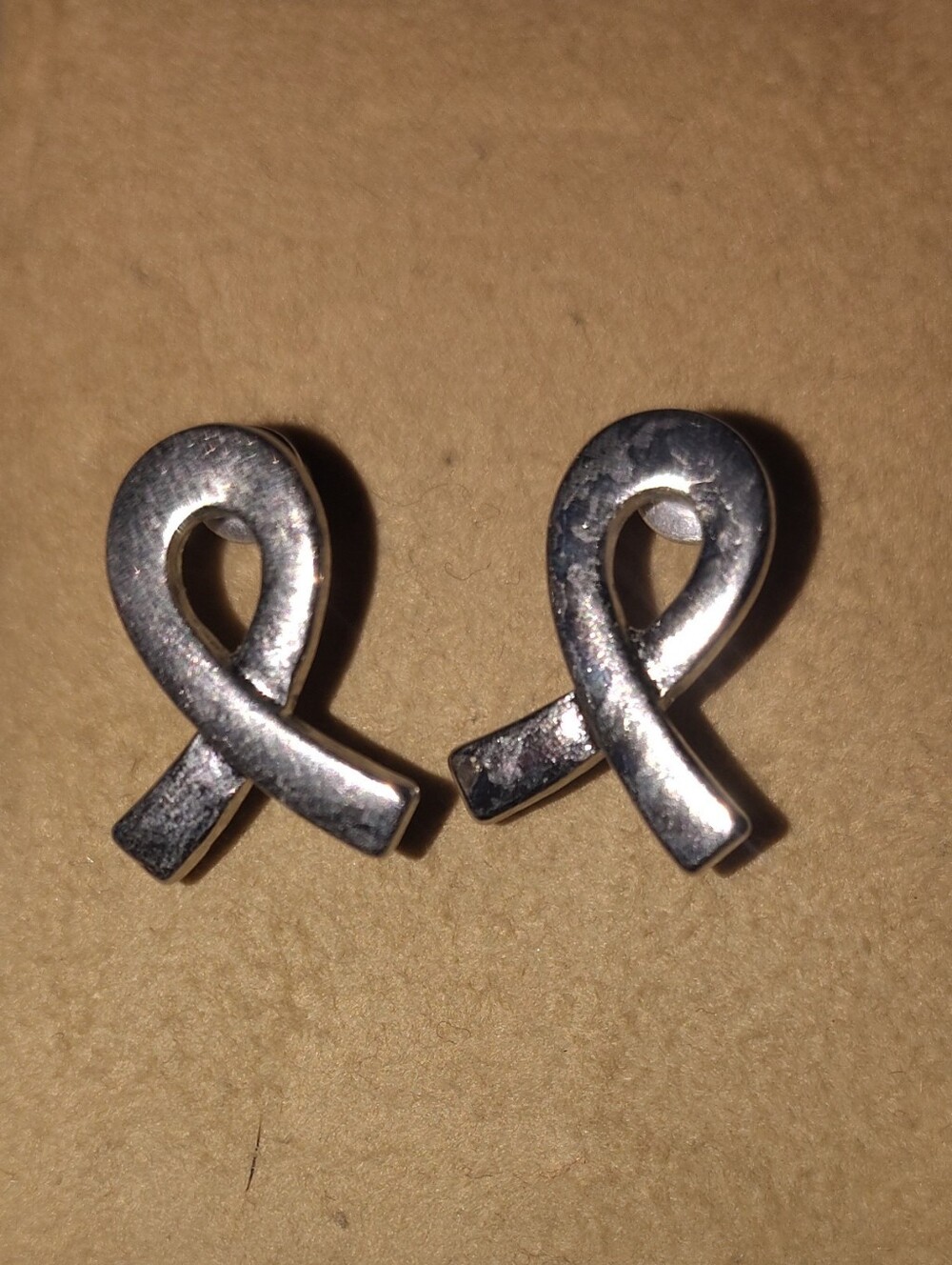 Silver Ribbon Stud Earrings - Men Accessories